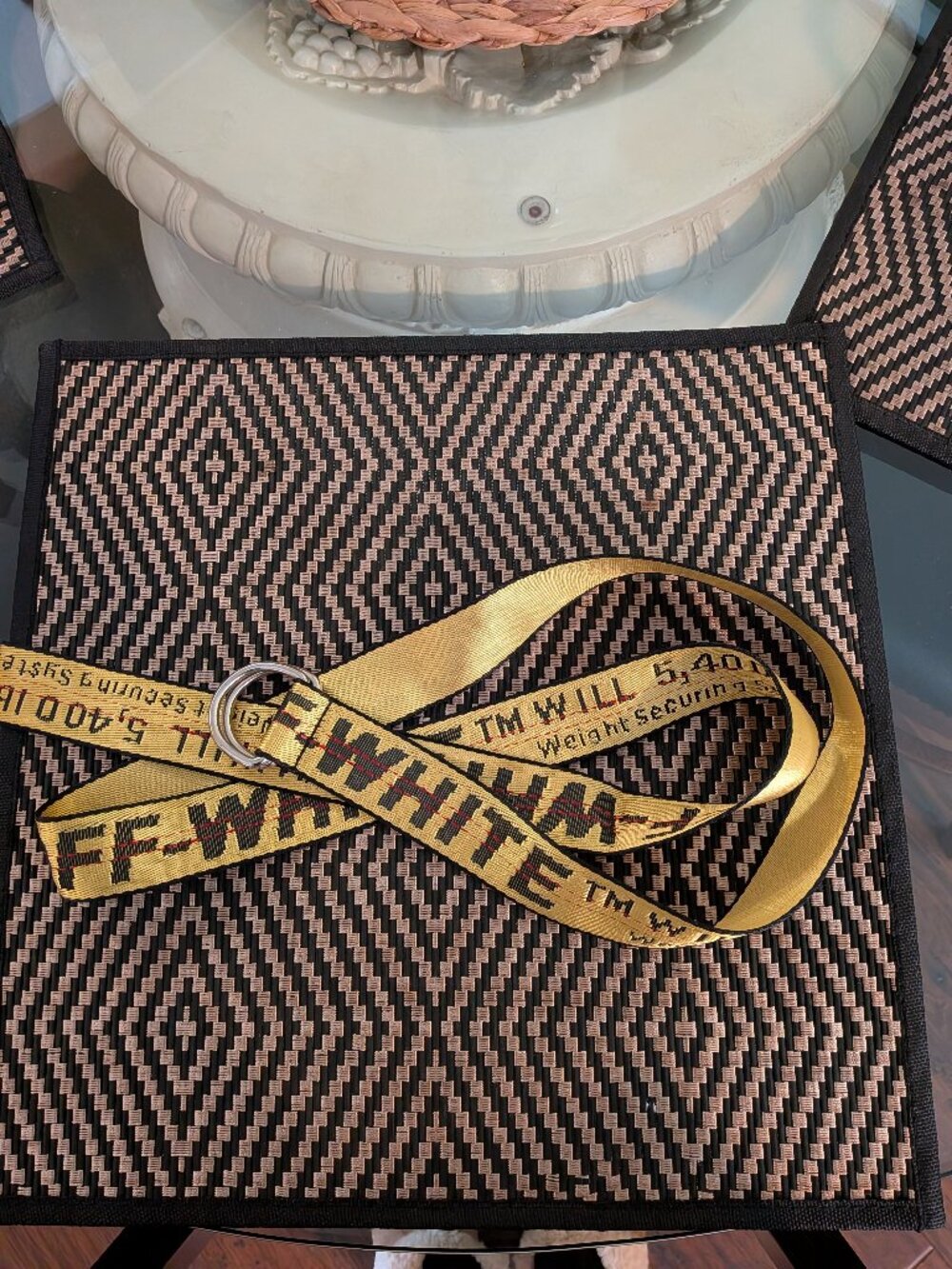 Off-White Industrial Belt Yellow Classic Logo D-Ring Adjustable